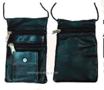 Black Napa Lambskin Mini Bag W/ 3 Zippers & Change Pouch