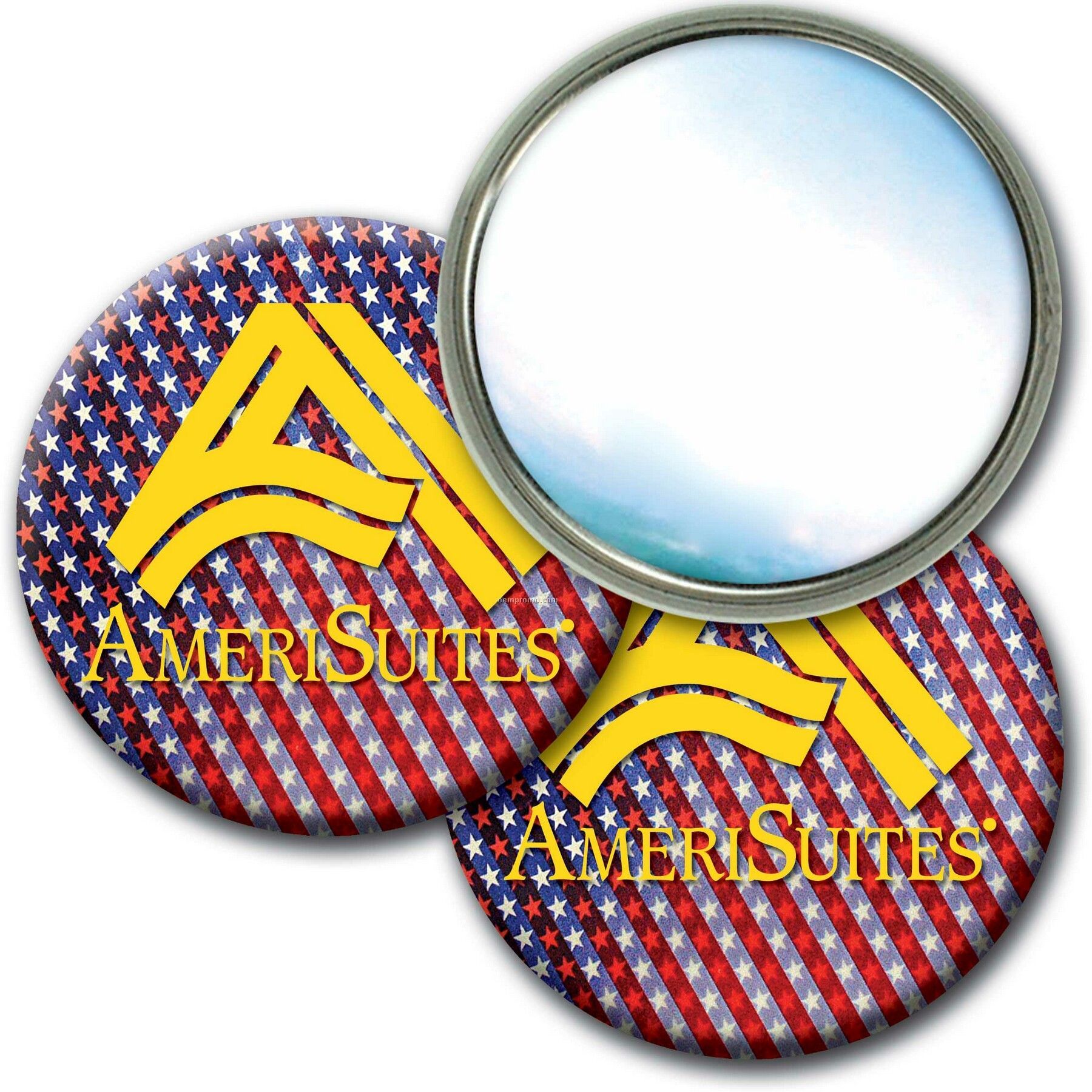 Compact Mirror Lenticular Usa Flag Color Changing Effect (Imprint)
