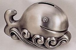 Pewter Finished Whale Baby Bank