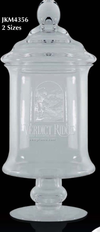 Substantial Glass Award Jar W/ Lid /11 3/4
