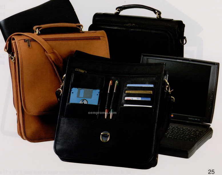 14-1/2"X15-1/2"X5-3/4" Large Leather Laptop Organizer Briefcase