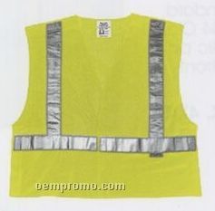 Class II Fluorescent Green Tear Away Safety Vests (L-2xl) Blank