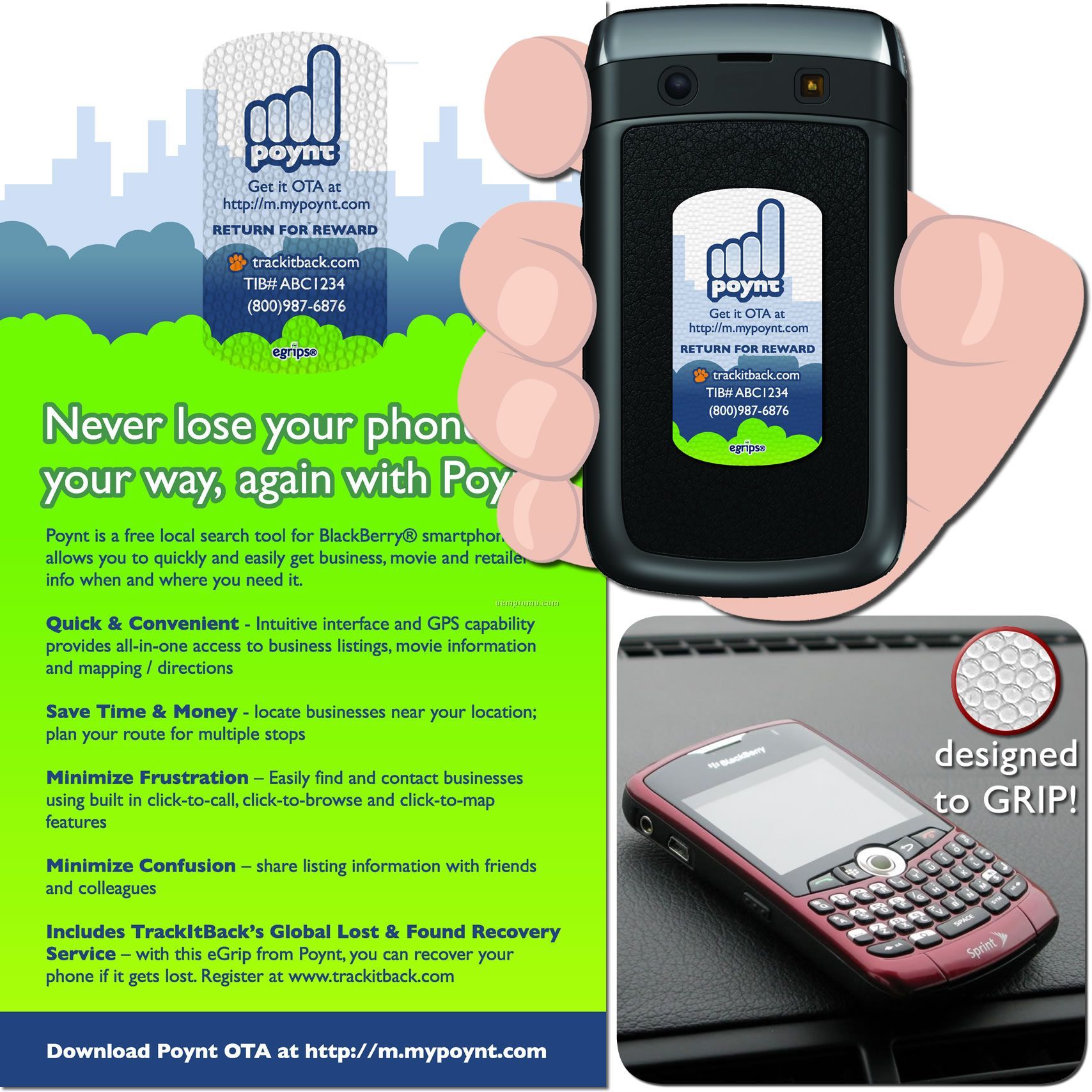 Egrips Non-slip Strip W/ Trackitback + Marketing Card (Phone Grip)