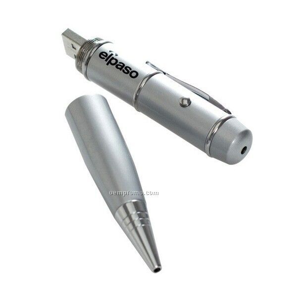 Flash Drive In Ballpoint Pen W/ Laser Pointer