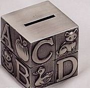 Pewter Finished Small Baby Block Bank