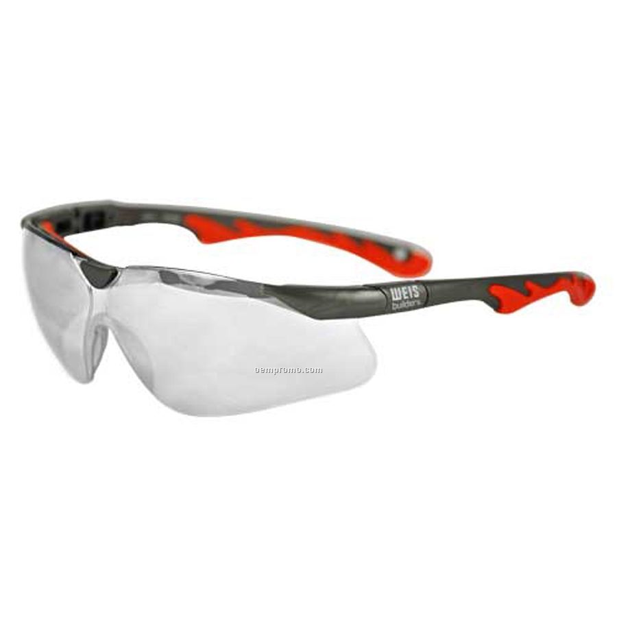 Premium Sports Style Safety Eyeglasses (Clear/Charcoal Gray/Orange)