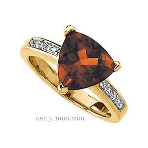 14ky Genuine Madeira Citrine And Diamond Ring