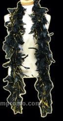 6' Black Feather Boa With Gold Tinsel