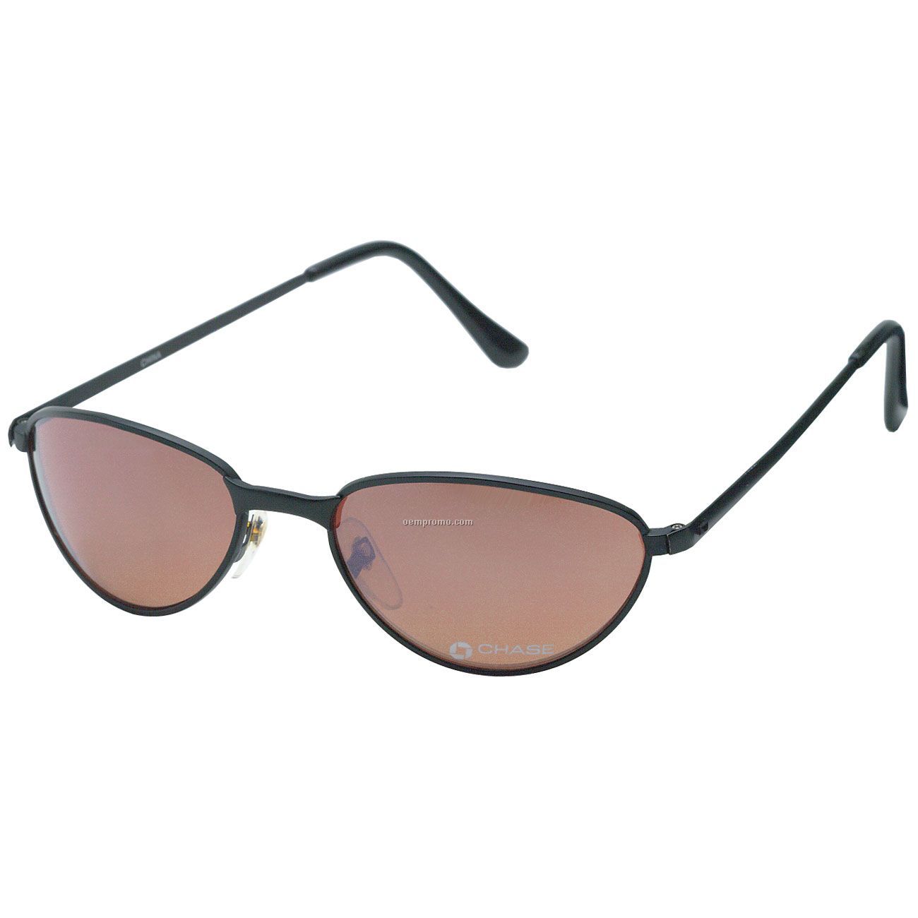 Matte Black Driver Wrap Metal Sunglasses W/ Amber Lens
