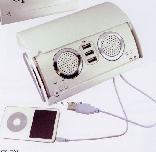 USB 3 Port Stereo Speaker FM Radio