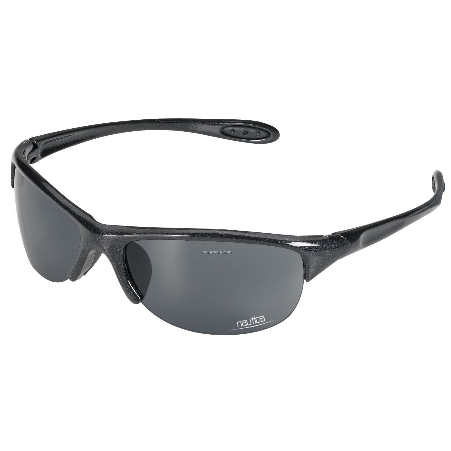 Sport Wraps Metallic Finish Frame Sunglasses W/ Semi Rimless Smoke Lens