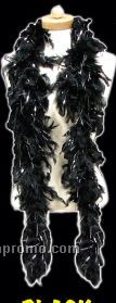 6' Black Feather Boa With Silver Tinsel