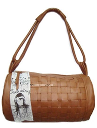 Brown Purse W/ Picture Side Trim