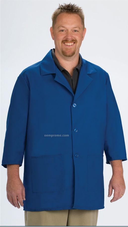 Solid Color Men's 3/4 Sleeve Smock W/ 2 Waist Pockets (S-3xl)
