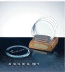 3/16"X4" Jade Glass Circle Coaster Set