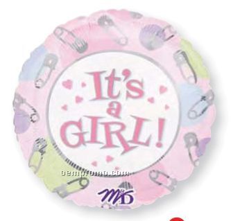 32" It's A Girl Dots & Pins Balloon