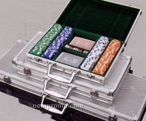 Aluminum Poker Chip Case With 200 Custom Imprinted Chips