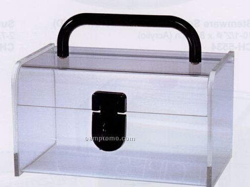Mini All Purpose Clear Acrylic Caddy/ Case With Black Handle & Latch