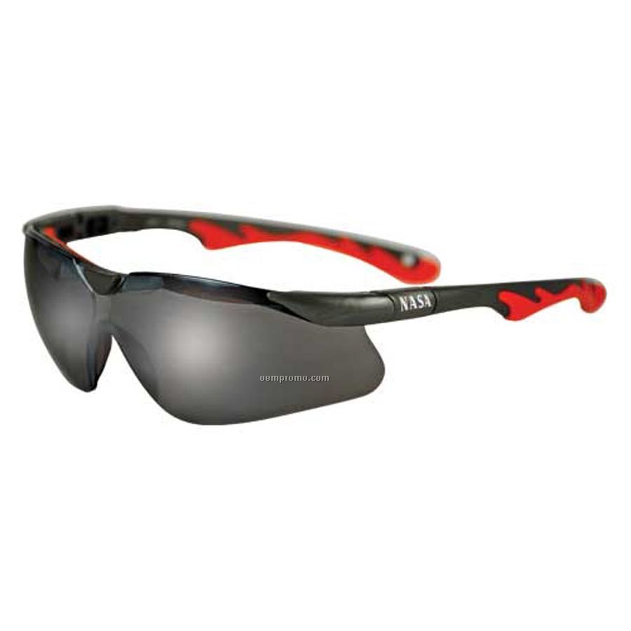 Premium Sports Style Safety Eyeglasses (Silver/Charcoal Gray/Orange