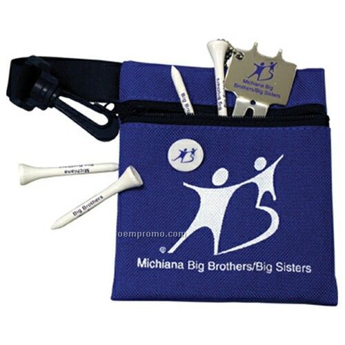 Canvas Golf Pouch With 4 Tees/ Ball Marker & Metal Divot Tool