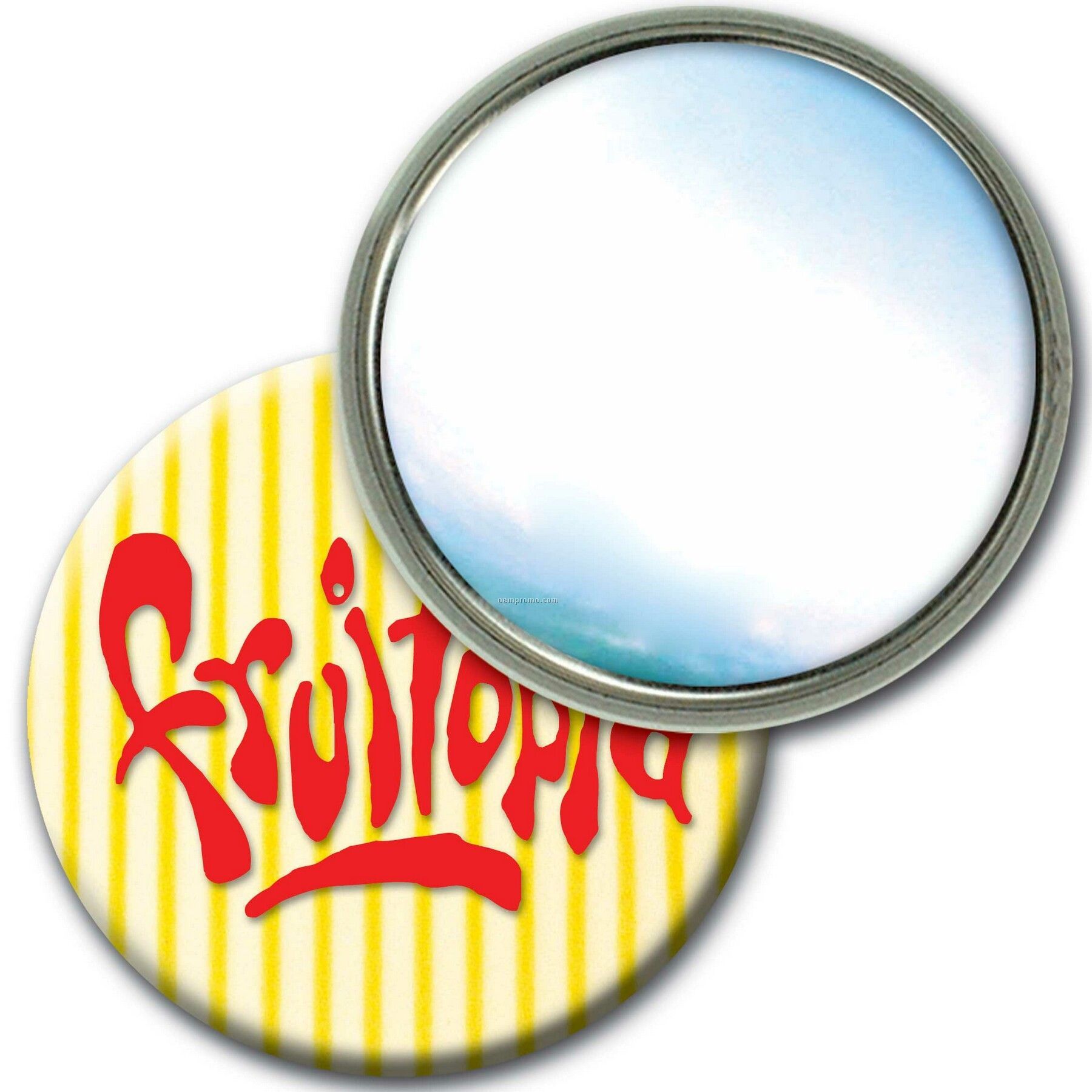 Compact Mirror Lenticular Yellow/White Stripes 3d Effect (Imprinted)