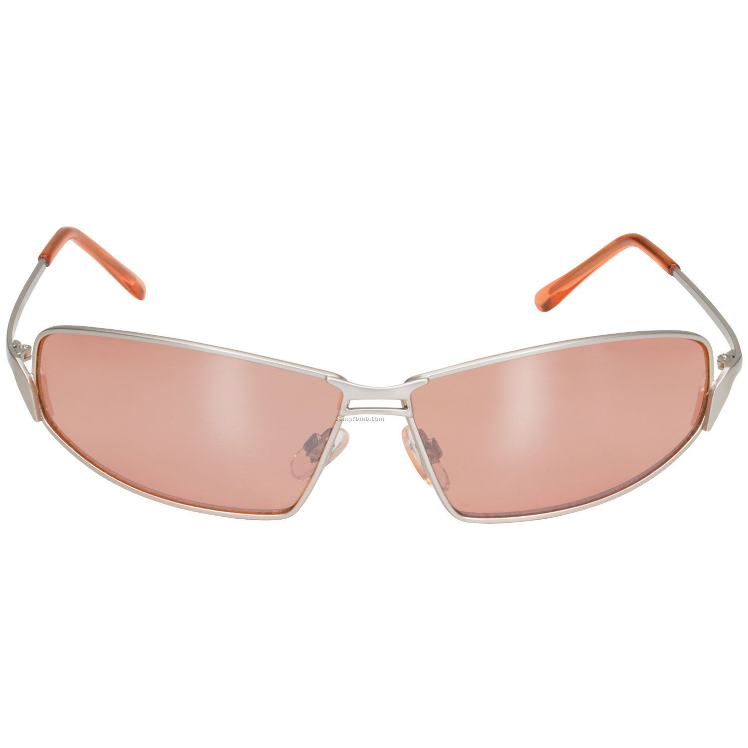 Elton Matte Silver Metal Frame Sunglasses W/ Amber Lens