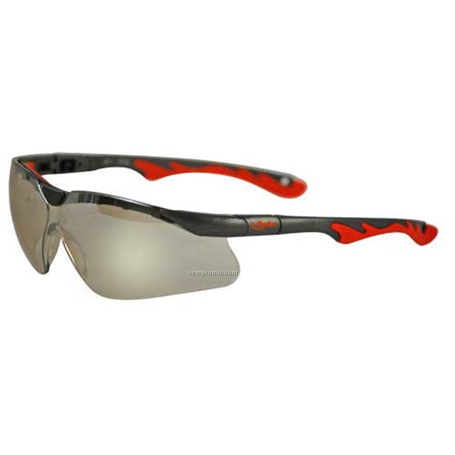 Premium Sports Style Safety Eyeglasses (Light Gray/Charcoal Gray/Orange