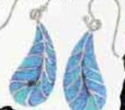 Sterling Silver Jewelry - Leaf Design Earrings W/ Opal