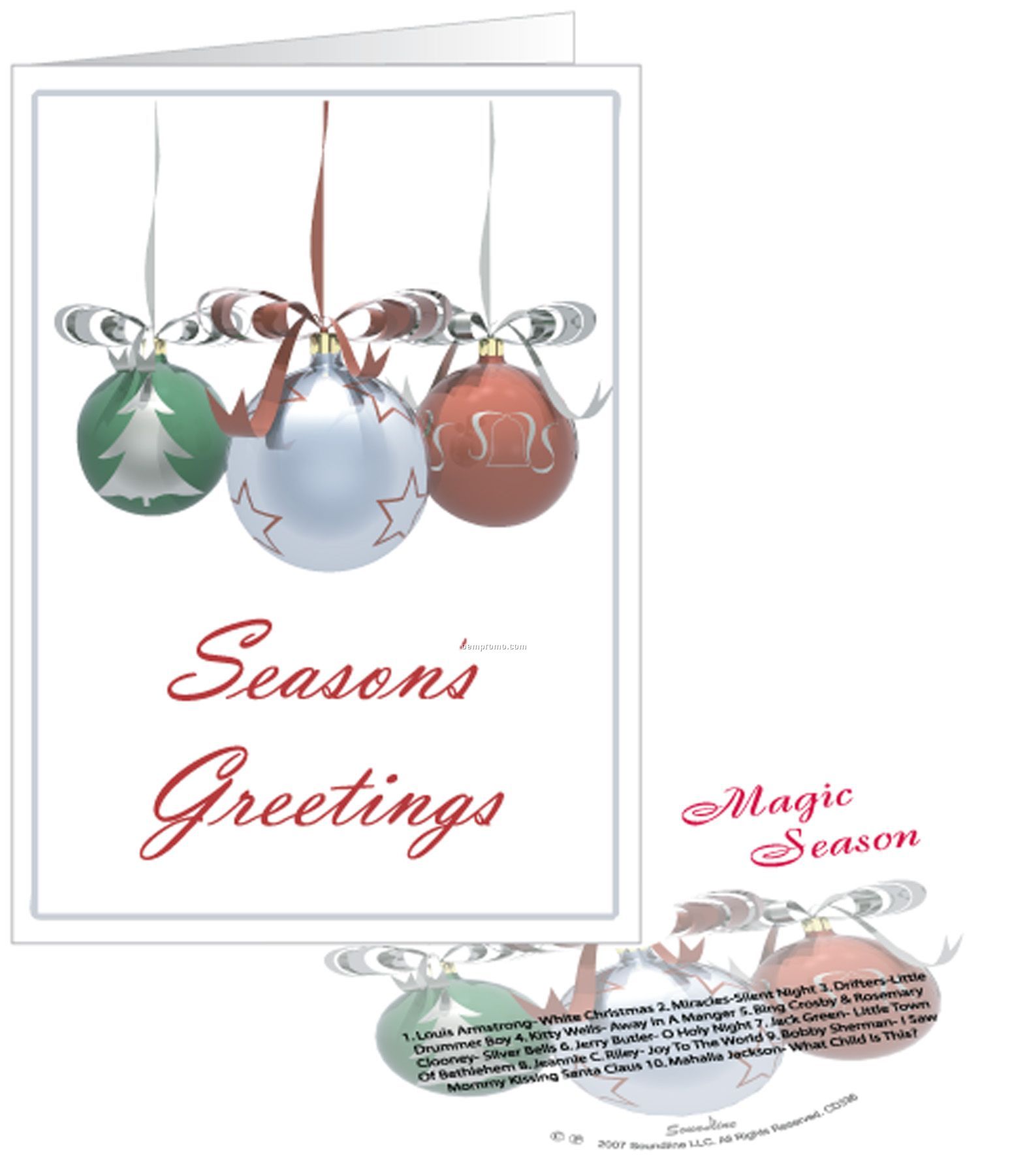 Three Ornaments Season's Greetings Card With Matching CD