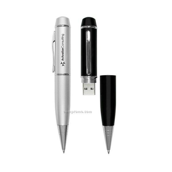 Flash Drive In Ballpoint Pen W/ Gloss Black Finish