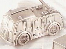 Pewter Finished Fire Truck Bank