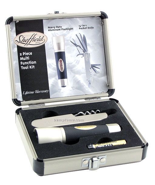 14-in-1 Pocket Knife And Heavy Duty Aluminum Flashlight Tool Kit (2 Piece)