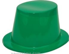 Green Plastic Top Hat With 1 Color Label