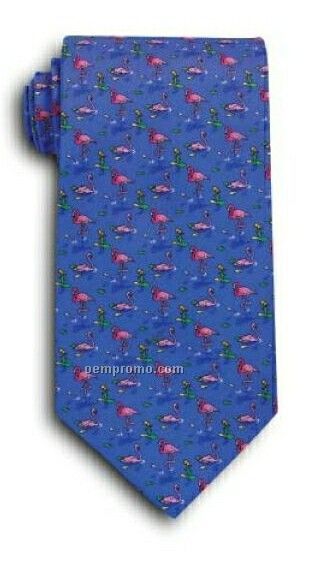 Wolfmark Novelty Neckwear Flamingo 100% Silk Tie (58"X3-7/8")