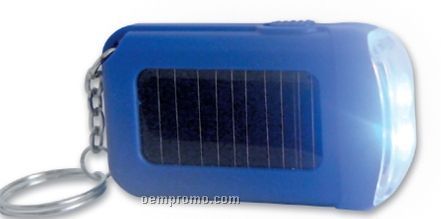 Blue Solar LED Flashlight & Keychain (Printed)