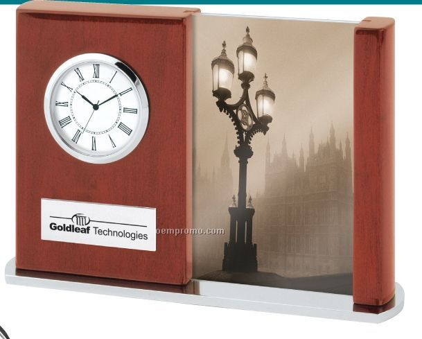 Rosewood Finish Photo Frame Clock