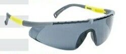Single Piece Lens Safety Glasses W/ Gray Lens & Black Frame