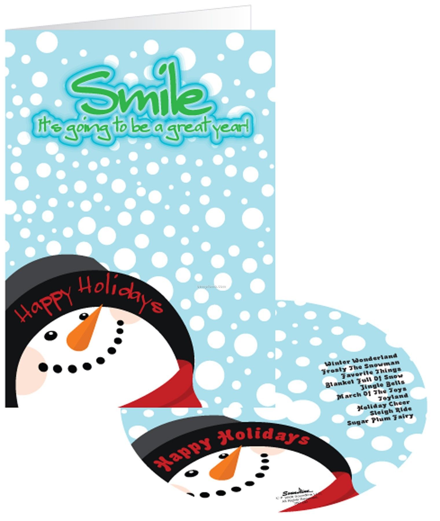 Snowman Smile Holiday Greeting Card With CD