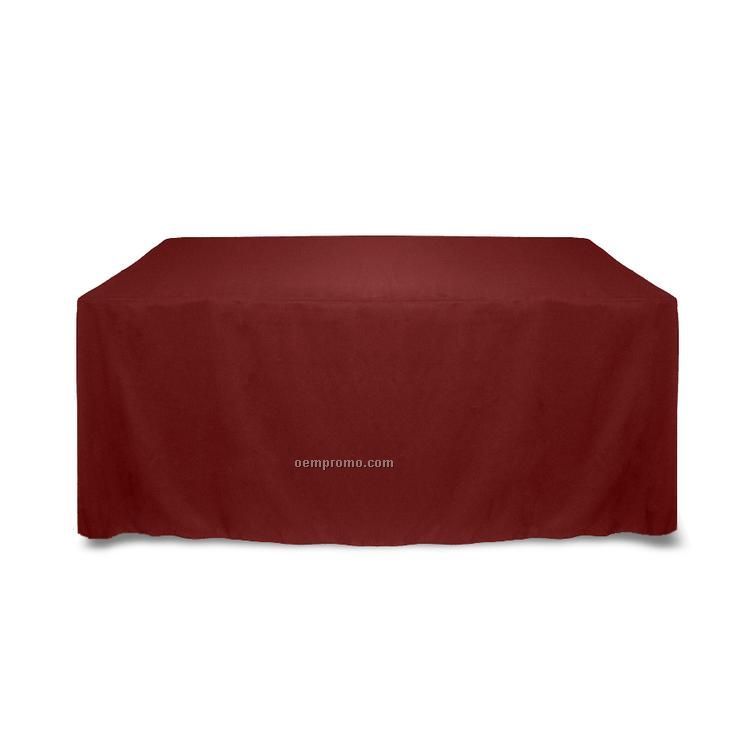 6' Solid Color Recycled Poly Poplin Table Cover - Red