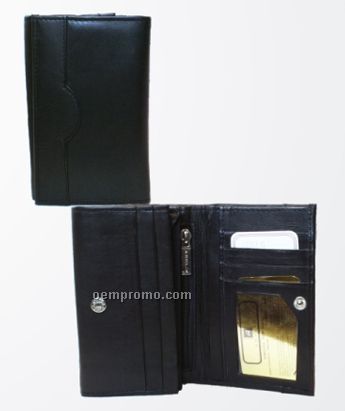 Ladies' Dark Brown Cowhide Tri Fold Wallet