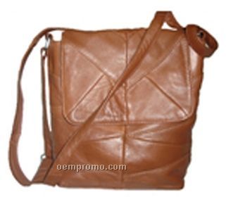 Brown Patchwork Collection Purse W/ Flap