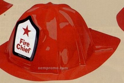 Child's Plastic Fire Chief Hat W/ Custom Label
