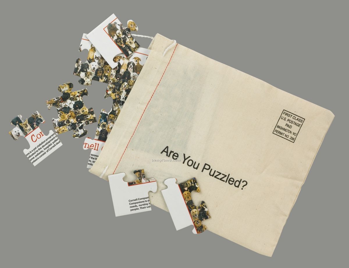 15-piece Puzzle In Cotton Mail Bag - 4-color Process Puzzle, 1 Color Bag