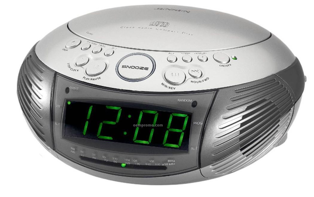 AM/ FM Dual Alarm Clock Radio W/ Top Loading CD Player