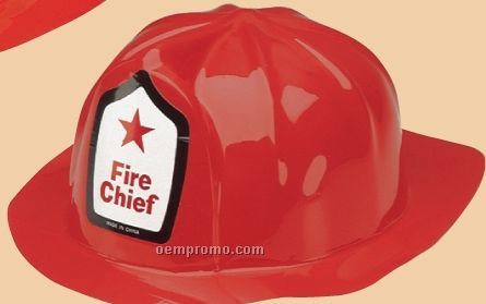 Adult Plastic Fire Chief Hat W/ Custom Label