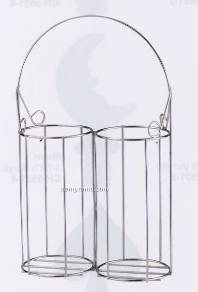 Chrome Plated 2 Bottle Wine Caddy With Arch Handle / Upright Display