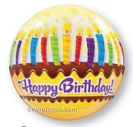 22" Happy Birthday Qualatex Bubble Balloon
