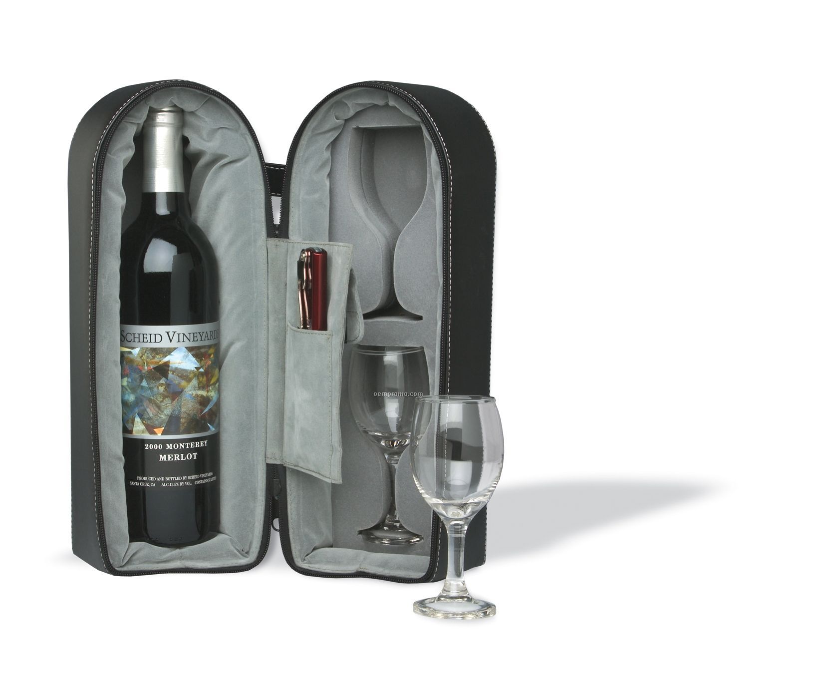 Wine Travel Case With 2 Glasses (Laser Engraved)