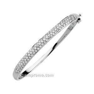 Ladies' 14kw 1-1/2 Ct Tw Diamond Round Bangle Bracelet