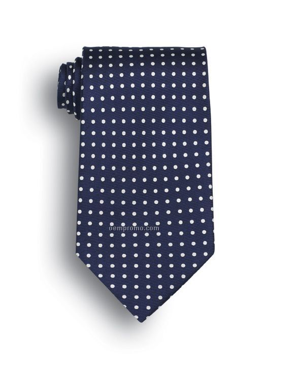 Wolfmark Newport Polyester Dot Tie - Navy Blue